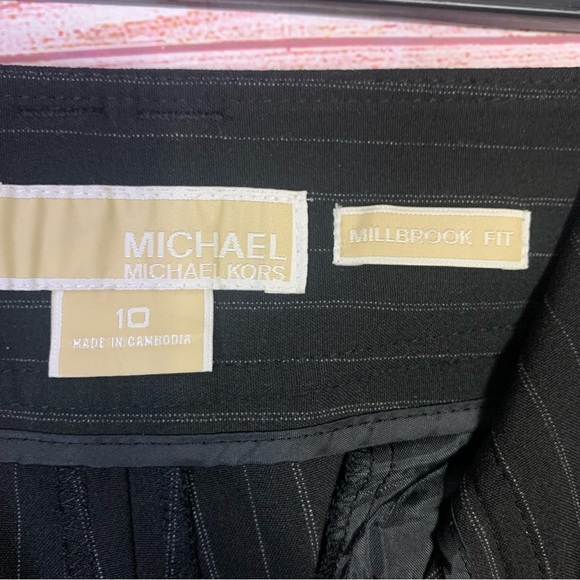Michael Michael Kors Millbrook Fit Black Pinstripes Pants Size 10 - Picture 3 of 8